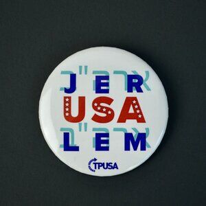 TPUSA Charlie Kirk Jerusalem Pin NEW 2"